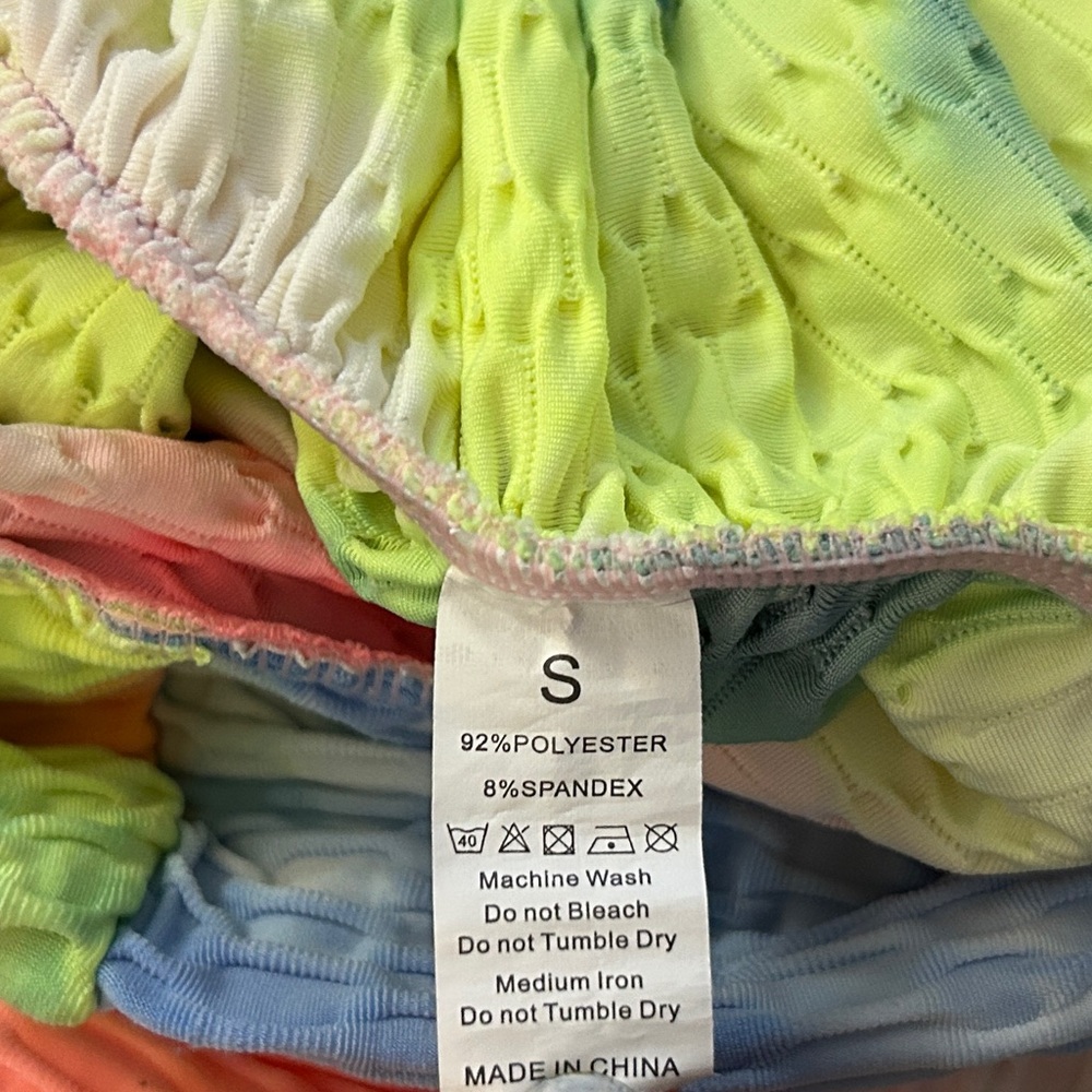 Scrunch Butt Rainbow Tie dyed High Waisted Yoga Capris Peach Butt Leggings Small - Picture 7 of 8